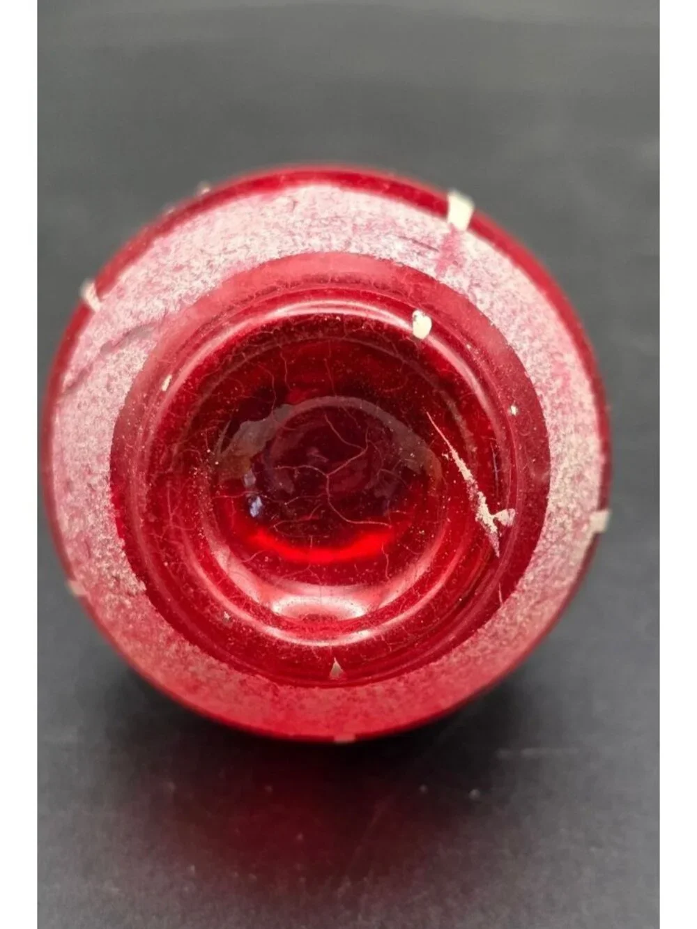 Rare HTF Vintage Red Mercury Glass Mica Striped Christmas Ornament Indent Bottom